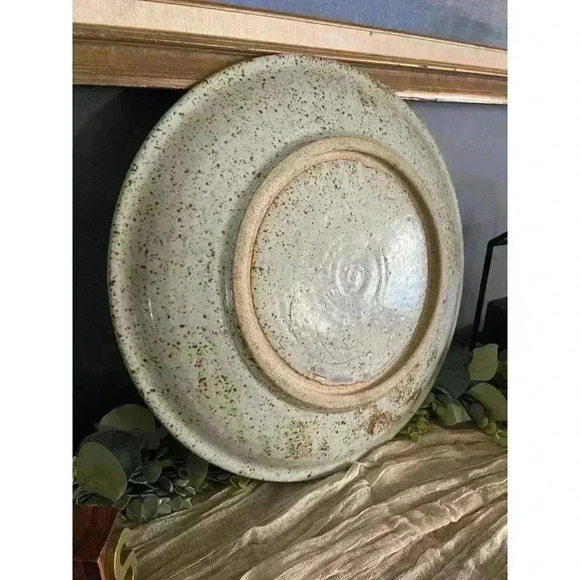 16” Stoneware‎ coffee table plate speckled tan terracotta glazed decorative bowl - Picture 7 of 7